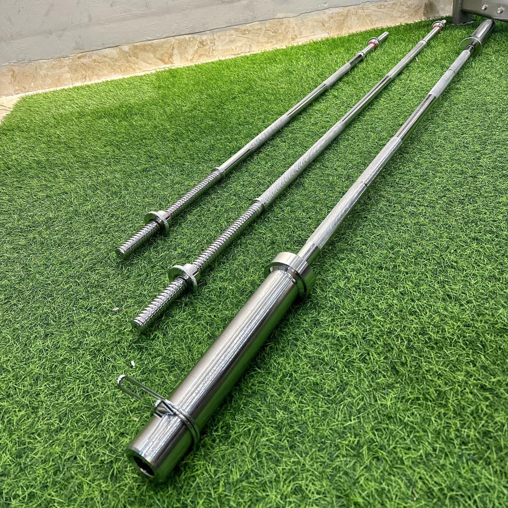 Thanh đòn tạ thẳng phi 50, chất liệu thép mạ inox 2.2m + 2 kẹp khóa FEIERDUN-TD22