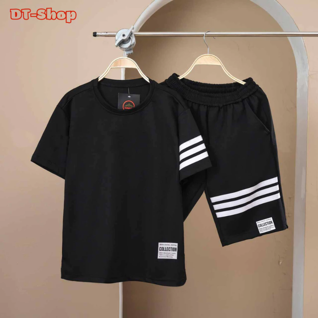 Đồ Bộ Nam Quần Áo Mùa Hè mặc nhà cộc tay thun lạnh,bộ thể thao nam 3 sọc hottrend đủ size S-->XL.