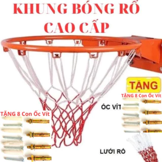 Vành bóng rổ + Lưới bóng rổ ⚡Tặng 8 con ốc vít⚡ khung kim loại_sơn chống gỉ_sơn tĩnh điện _hàng cao cấp