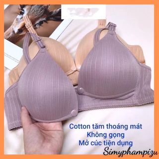 Áo Lót Bầu và sau sinh cho Con Bú chất Cotton Tăm Kẻ Sọc Mềm Nhẹ Không Gọng Nâng Ngực Mở Cúc   AL6688