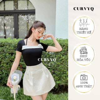 Chân Váy Tafta Túi Giả Dáng A Phồng Có Quần Thời Trang Thiết Kế Nữ CurvyQ