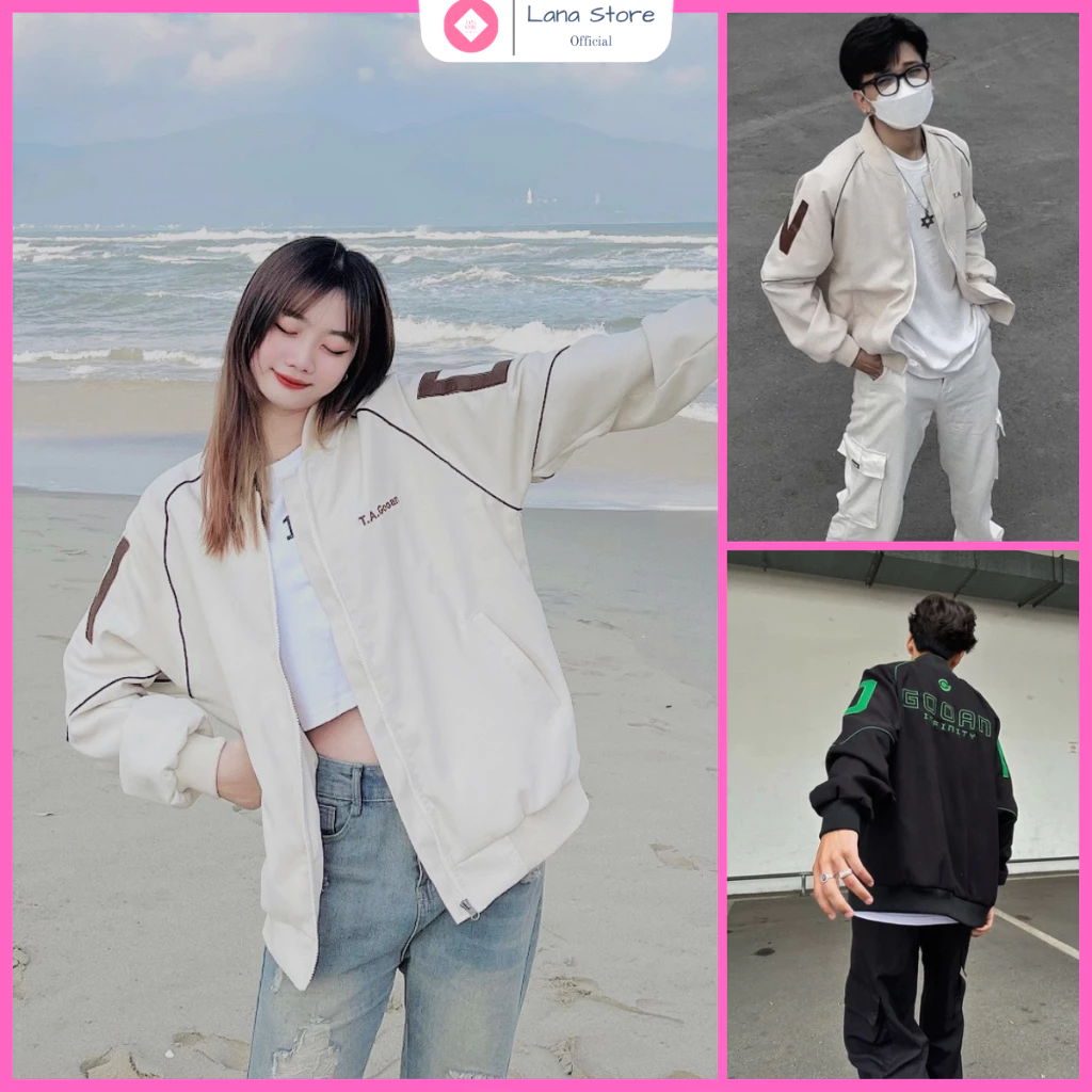 Áo Khoác Bomber Da Lộn Thêu Logo T.A Form Unisex Nam Nữ