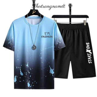 Bộ Quần Áo Thun Nam Nữ Unisex Mùa Hè Ngắn Tay Cổ Tròn Họa Tiết Loang Vẩy Sơn Hot Trend Thời Trang DT SHOP QA NAM 1000104