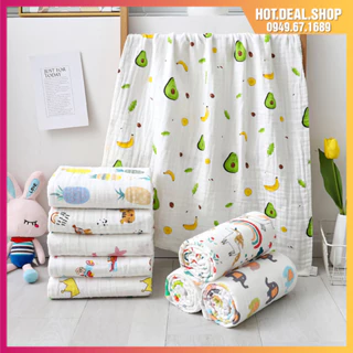 Khăn tắm cho bé, khăn xô tắm cho bé sơ sinh 4 lớp size 70cm x 90cm cao cấp, dùng làm khăn quấn, chăn đắp điều hòa