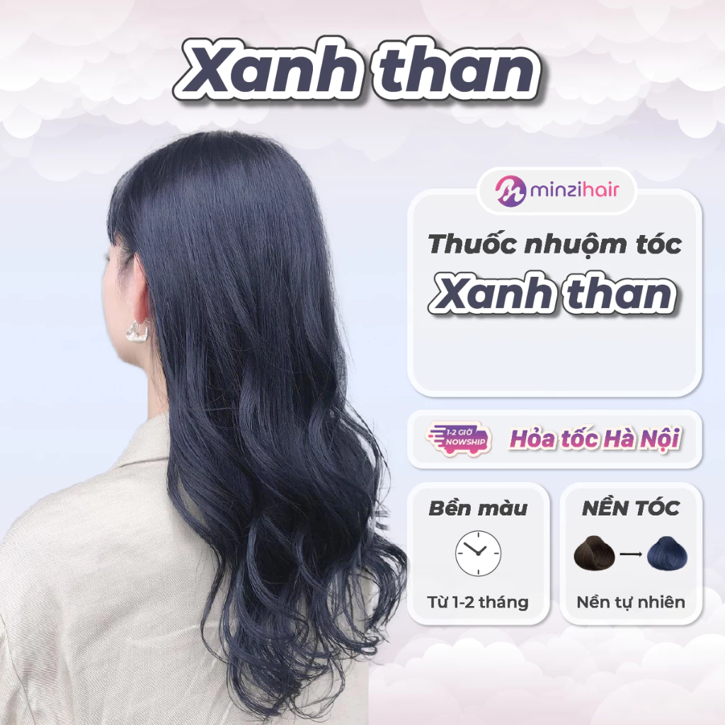Thuốc nhuộm tóc Xanh Than - Xanh Dương Đen - Không Tẩy Tóc - Minzihair HN