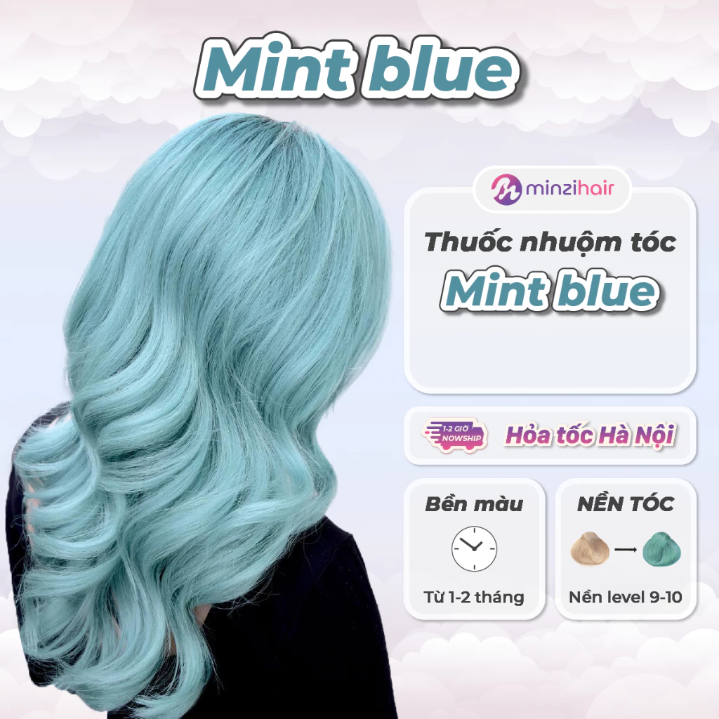 Thuốc nhuộm tóc Mint Blue (Xanh Mint) - Kèm Tẩy Tóc - Minzihair HN