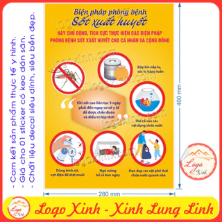 Sticker Tem Decal Các Biện Pháp Phòng Tránh Dịch Sốt Xuất Huyết, Áp Phích Tuyên Truyền Bệnh Sốt Xuất Huyết Do Muỗi Vằn