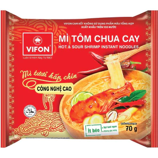 Thùng 30 gói  Mì tươi hấp chín Vifon, tốt cho sức khỏe  có 3 vị: tôm chua cay, thịt bằm, bò rau thơm