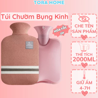 Túi chườm bụng kinh, túi chườm nóng lạnh giảm đau bụng kinh, túi chườm nóng hạ sốt đa năng 2 lớp 2000ml Tora Home