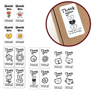 TD71_Tem dán chữ _ STICKER " Thank you" << SIZE 3X6CM, 100 TEM/XAP_ STICKER NIÊM PHONG HỘP GIẤY