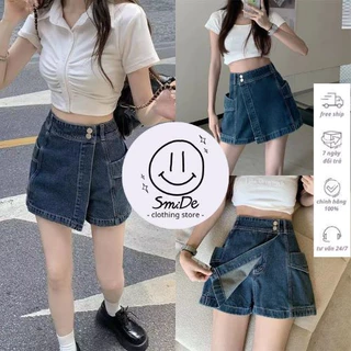 Chân Váy Quần Giả Váy Denim Jean Ngắn Cạp Cao Hai Túi Thiết Kế Lạ Mắt Trẻ Trung Chất Đẹp | Smide Clothing