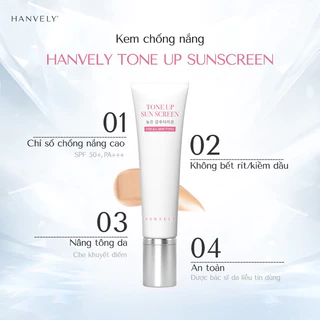 KEM CHỐNG NẮNG HANVELY TONE UP Sunscreen SPF50+ PA+++ NÂNG TÔNG, CHE KHUYẾT ĐIỂM 50ML