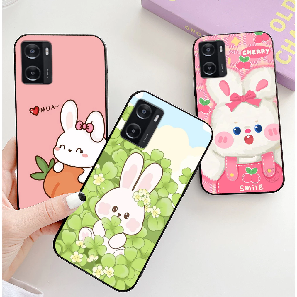 Ốp lưng oppo a57 2022 / a77s in hình thỏ trắng cute dễ thương