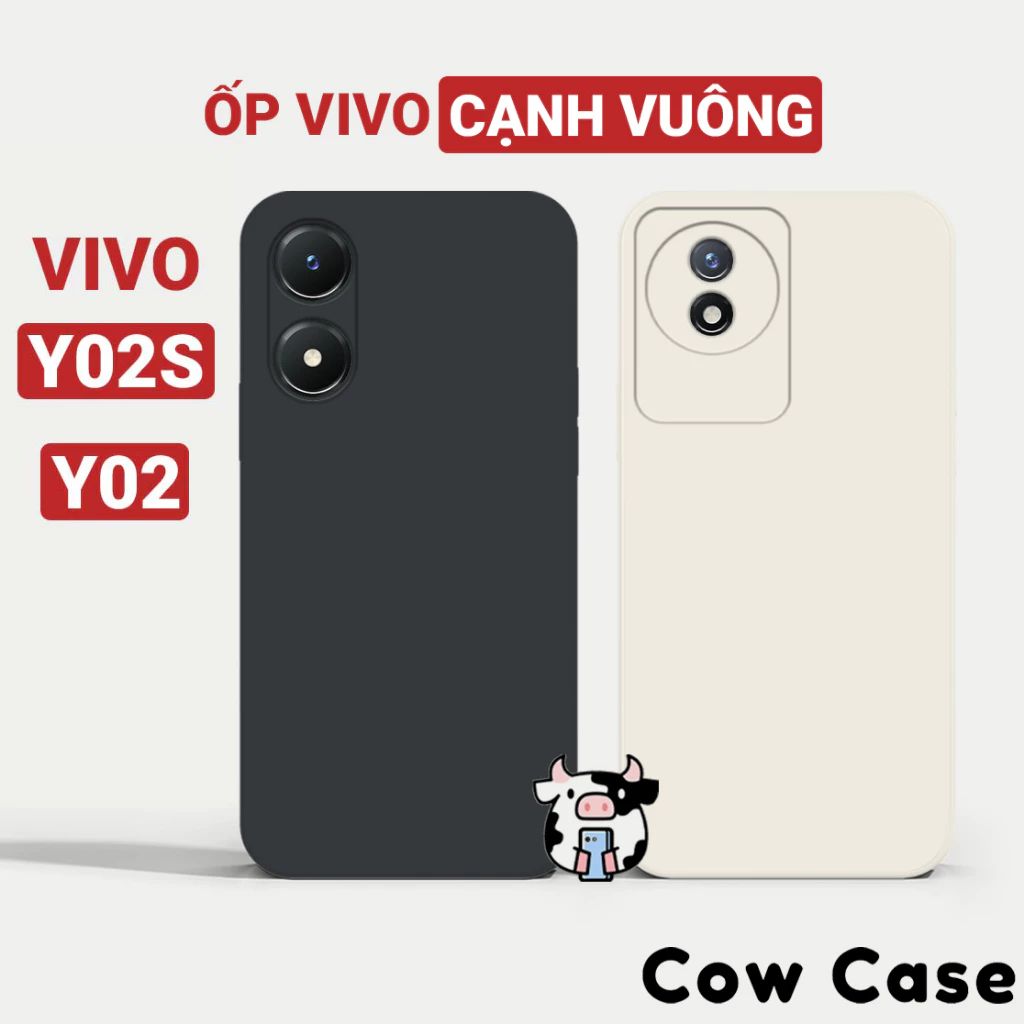 Ốp lưng Vivo Y02s, Y02t, Y02, Y02a viền vuông Cowcase | Vỏ điện thoại cặp đôi Vi vo bảo vệ camera toàn diện TRON