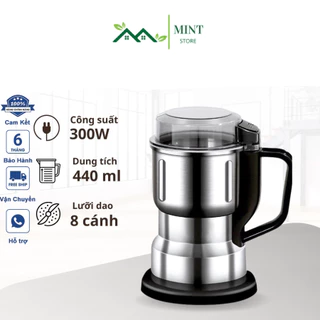 Máy Xay Hạt Food, Xay Bột, Gia Vị, Cà Phê Đa Năng, 6 Lưỡi Dao, Công Suất 300W Cực Mạnh Bén, Cối Inox, Bảo Hành 12 Tháng