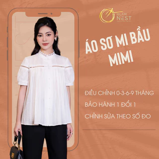 Áo Bầu Sơ Mi Cộc Tay Thiết Kế Công Sở Phối Ren Thời Thượng Glam Nest AS030