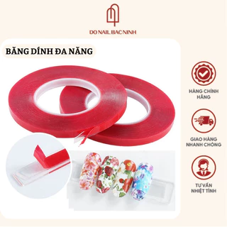 Cuộn băng dính đỏ nail , băng dính 2 mặt dùng tạo fan mi , dán bảng màu mẫu móng tiện lợi