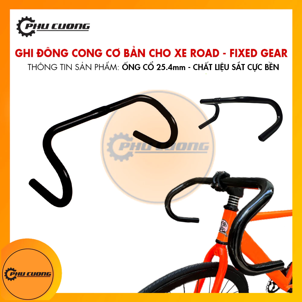 Ghi đông - tay lái cong cho xe đạp road & fixed-gear - kích cỡ 25.4mm & 31.8mm [ Hàng SX ]