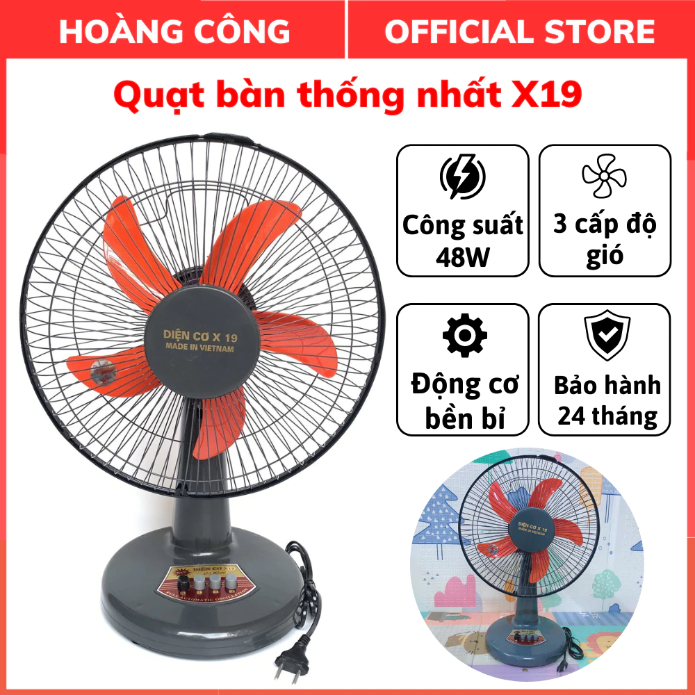 Quạt bàn điện cơ Thống Nhất X19-300, Công suất 48W, Tích hợp 3 chế độ gió, Động cơ bền bỉ, Bảo hành 24 tháng