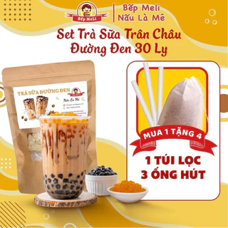 Set Trà Sữa Trân Châu Đường Đen TẶNG THÊM 1 CHAI GẤU, 200GRAM TRÂN CHÂU, 2 TÚI LỌC TRÀ, ỐNG HÚT BẾP LISA