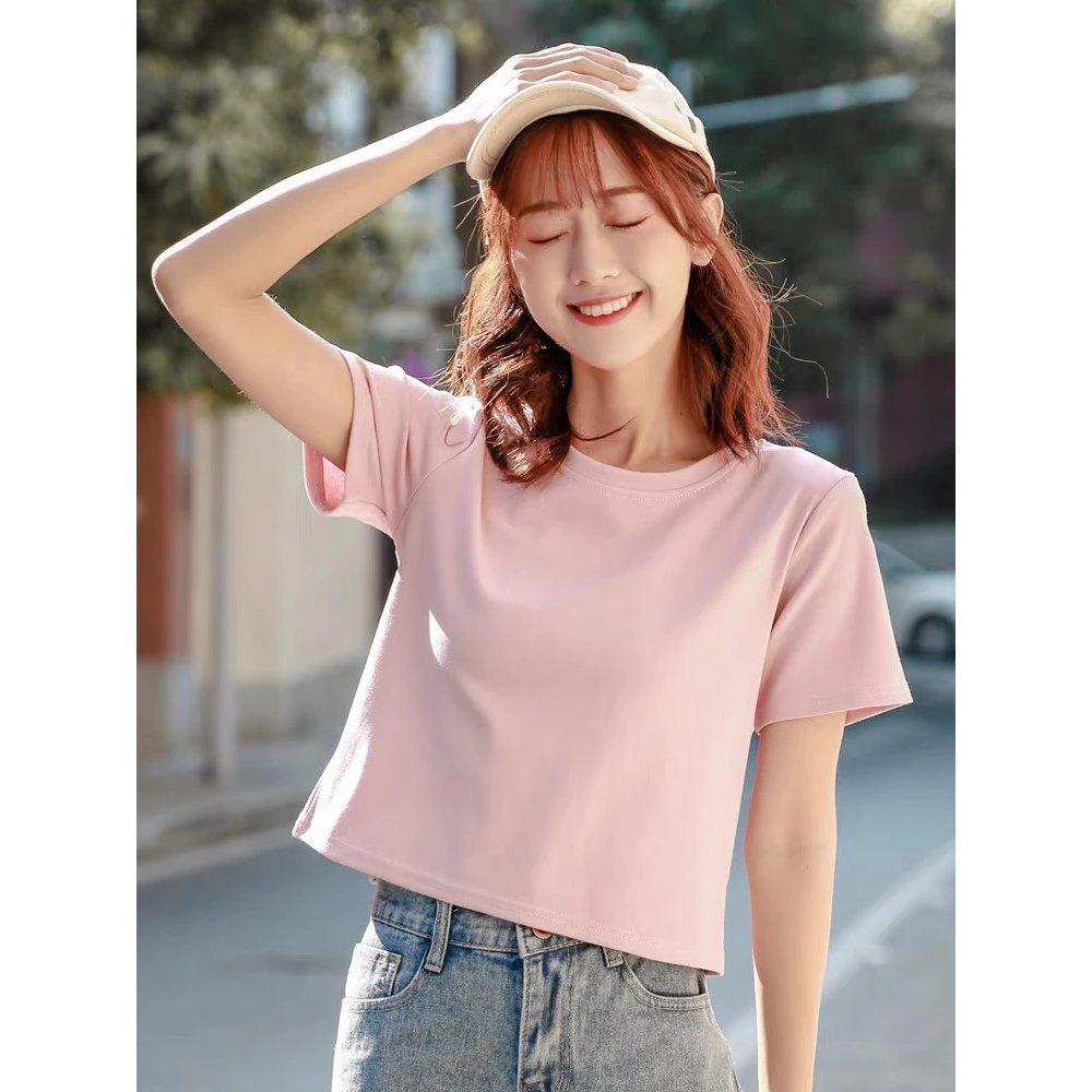 Áo thun nữ dáng lửng, áo thun trơn croptop thơid trang, áo croptop chất cotton.