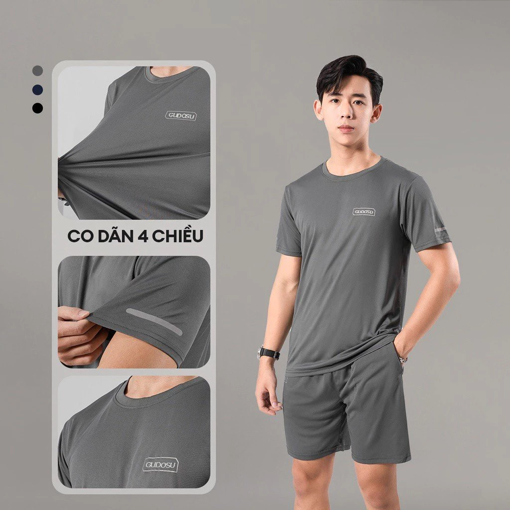 Bộ quần áo thể thao nam chất thun lạnh co giãn 4 chiều cao cấp mặc nhà chơi thể dục thể thao