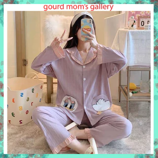 Bộ bầu - bộ sau sinh ( Gân - Pizama - Dài ) chất liệu Gân cotton - mặc nhà thời trang