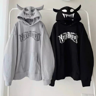 Áo Hoodie Sừng Trâu , In Chữ - Áo Khoác Nỉ Có Nón Mũ 2 Lớp Nam Nữ Cặp Đôi Couple -Form Rộng Unisex Hàn Quốc - Thu Đông