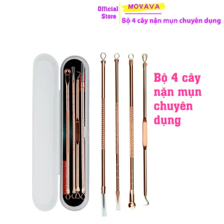 Bộ 4 cây nặn mụn chuyên dụng lấy mụn đầu đen và mụn bọc trứng cá - movava