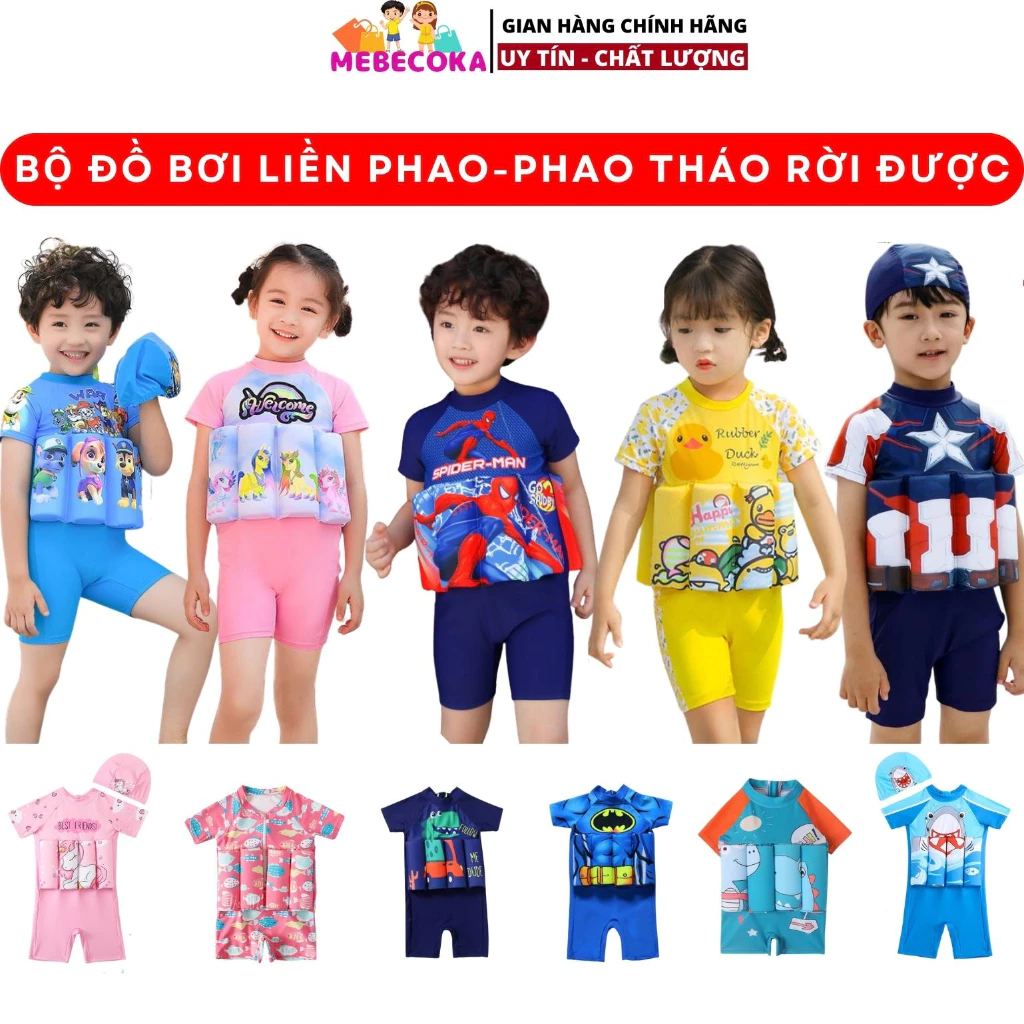 Đồ bơi trẻ em ,áo bơi LIỀN PHAO tự nổi ,bộ liền có phao cho bé trai loại CAO CẤP chất LYCRA Hàn