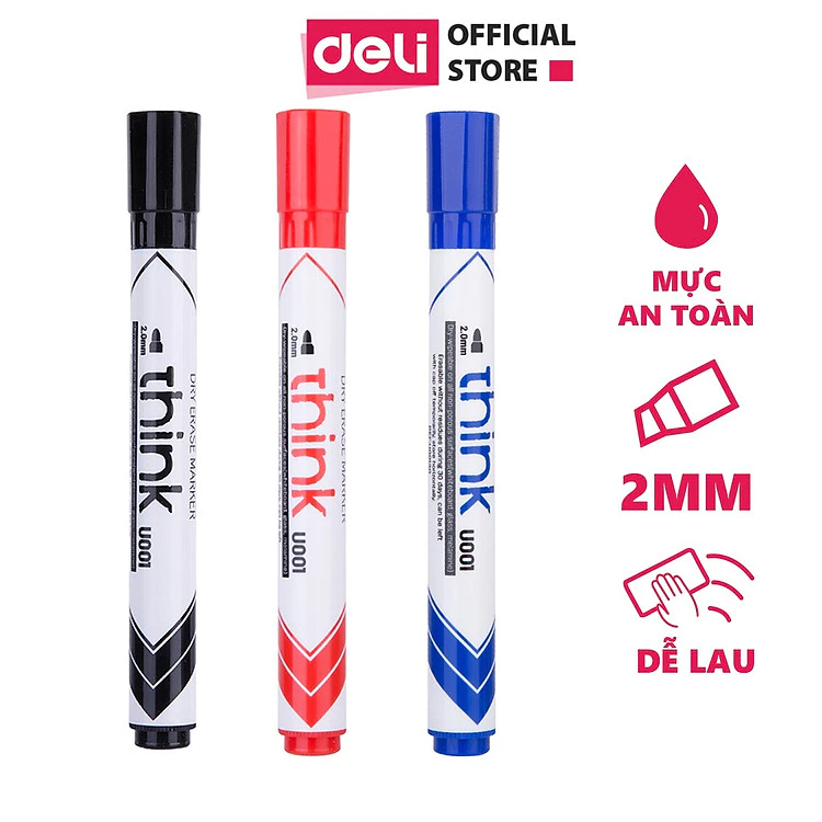 Bút Lông Bảng To Nhiều Mực Siêu Rẻ Đổ Thêm Mực Học Sinh Văn Phòng Bảng Từ Trắng Cửa Kính Deli - Bút Dạ Viết Bảng