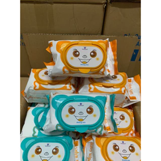 COMBO 10 GÓI KHĂN ƯỚT BABY WIPES KHÔNG MÙI VẢI KHỔ LỚN- TẶNG 10 KHẨU TRANG EM BÉ