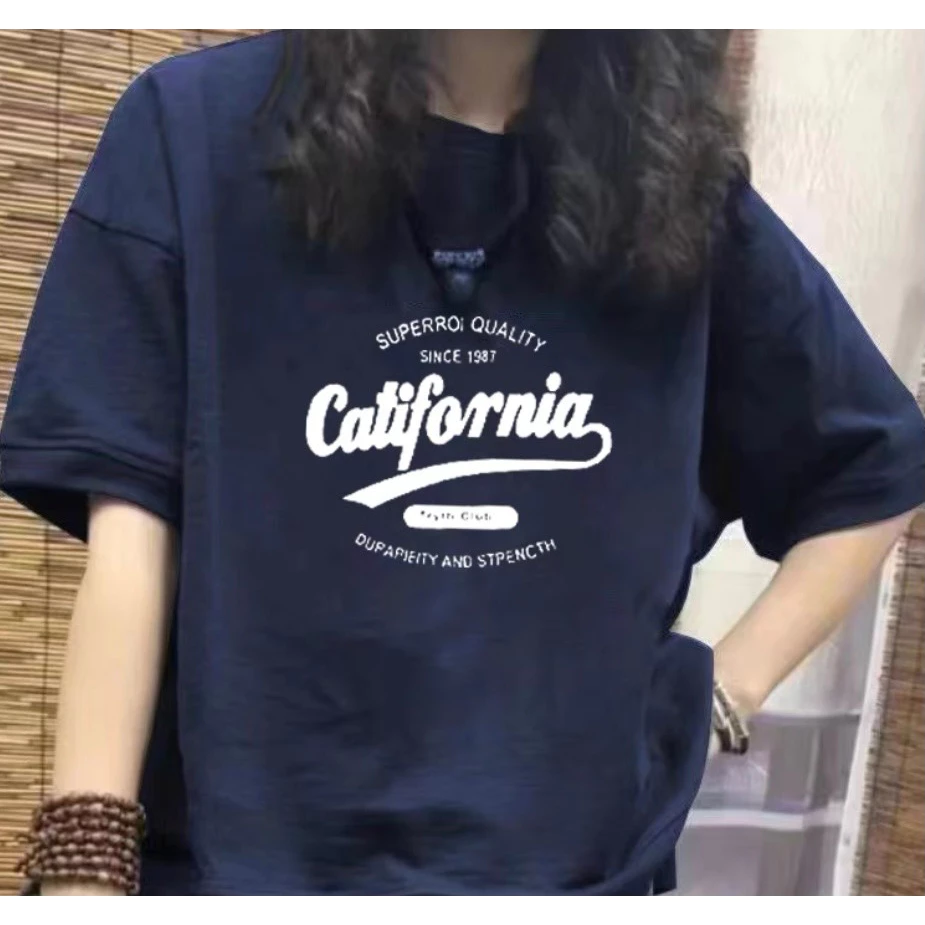 Áo thun phông 3158 nữ tay lỡ form rộng chất liệu cotton KONOVA in chữ CALIFORNIA