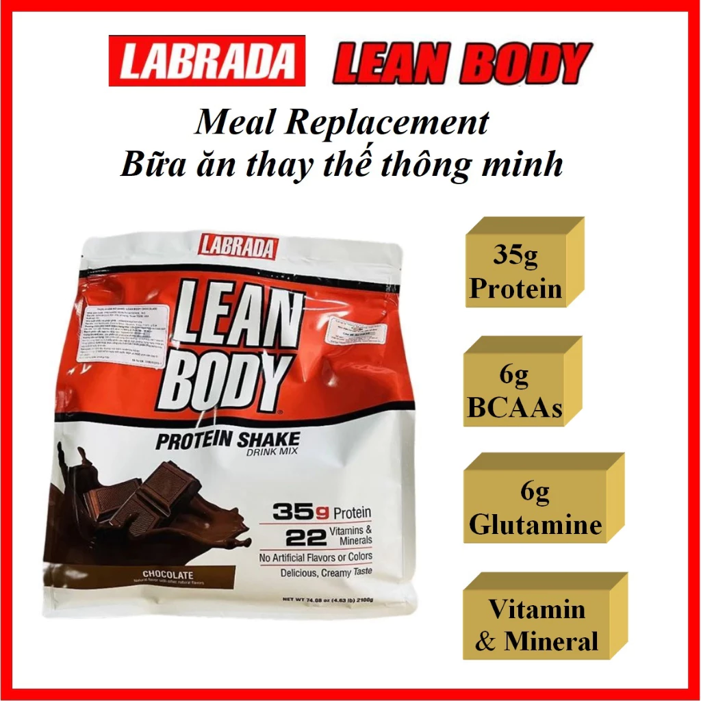 Labrada Lean Body 2,1kg 30ser [TEM CHÍNH HÃNG] - Bữa ăn thay thế, bổ sung Protein, Vitamin-Chất Béo-Chất Xơ