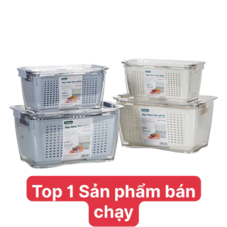 Hộp đựng thực phẩm 2 lớp Hokori, Hộp bảo quản thức ăn có lỗ thoát nước Việt Nhật 6588-6589