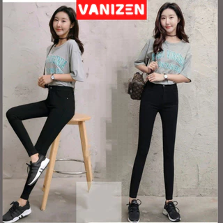 Quần tregging nữ cạp khóa lưng cạp cao dài dáng thun ôm bó legging vải cotton cao cấp vanizen