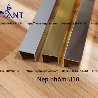 Nẹp nhôm U10, thanh dài 2m5, hàng dày 1li, nẹp u nhôm, chỉ ron cho gạch, nẹp nhôm chữ u