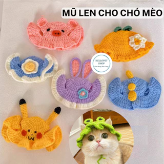 Mũ len cho chó mèo,  Mũ cho chó, mũ cho mèo, Nón len cho thú cưng nhiều màu dễ thương, Phụ kiện chó mèo HELLOPET