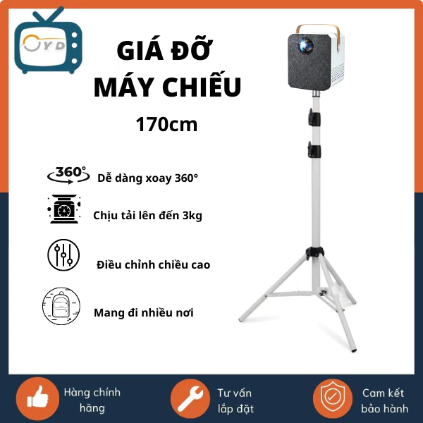 Giá đỡ máy chiếu 170cm xoay 360 độ, chất liệu hợp kim nhôm cao cấp, có thể điều chỉnh chân tripod