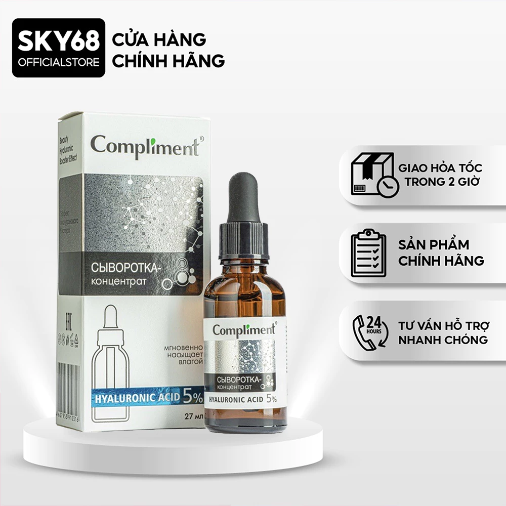 Serum Compliment Hyaluronic Acid 5% + B5 cấp nước, dưỡng ẩm, phục hồi 27ml