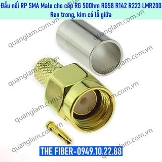 Đầu nối SMA nối dây đồng trục 50Ohm RG58 RG142 RG223 LMR200 3D-FB SMA-J-3 RP-SMA-J-3