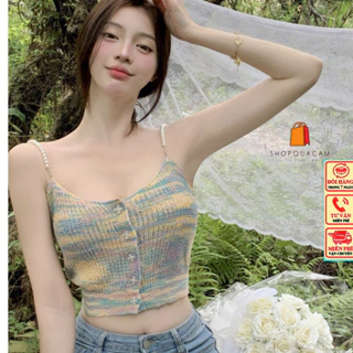 Áo 2 Dây Dệt Kim Nc Dáng Croptop Thời Trang Hàn Quốc Phối Nhiều Màu Phù Hợp Đi Biển, Đi Chơi Hàng Qccc Shopquacam