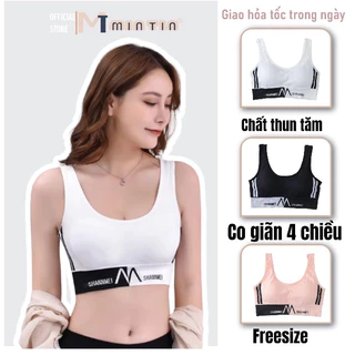 Áo tập chữ M crop top phối sọc tập gym thoải mái - Áo Bra Thun Dệt Shangmei[MinTin]