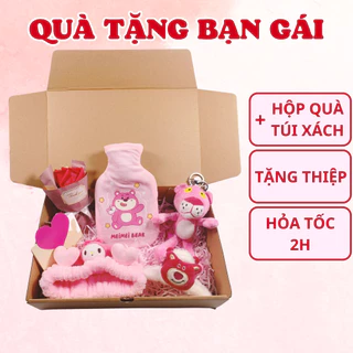 Set hộp quà túi sưởi ấm bụng kinh, túi chườm bụng kinh cho bạn gái, combo quà tặng sinh nhật bạn gái, người yêu, có tặng