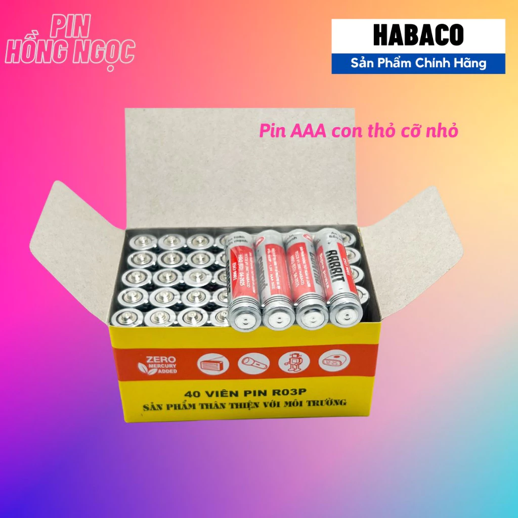 Hộp 40 Pin con thỏ AAA 1,5V chính hãng , mới sản xuất - Giá sỉ