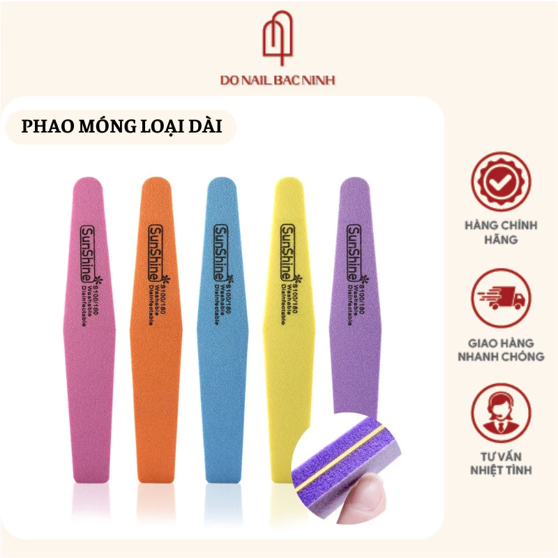 Phao dũa móng tay Sunshine loại dài, bufer nail 2 mặt nhám dùng chà mịn móng tay chuyên dụng - phào dài