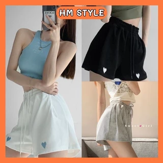 Quần đùi nữ HM Style quần đùi mặc nhà ống rộng in trái tim chất cotton mặc hè siêu mát thấm hút mồ hôi - mã SQ93