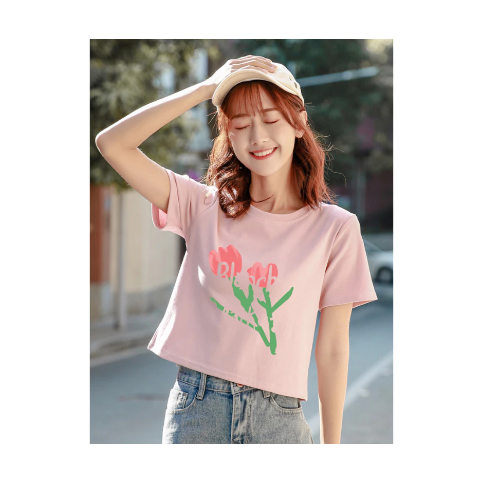 Áo crptop nữ in hình LAM, áo thun nữ lửng croptop chất thun cotton 100% dày dặn.