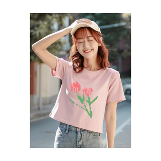 Áo crptop nữ in hình LAM, áo thun nữ lửng croptop chất thun cotton 100% dày dặn.