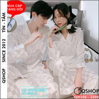 Bộ pijama nam nữ cặp đôi lụa gấm mềm sang trọng mặc nhà mặc ngủ QSHOP QM358